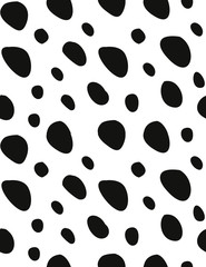 Vector seamless pattern of black Dalmatian cheetah dots print fur isolated on white background