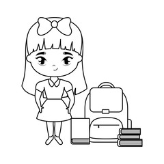 cute little students in desk with board school