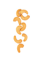 Cashew nuts on white background. Top view
