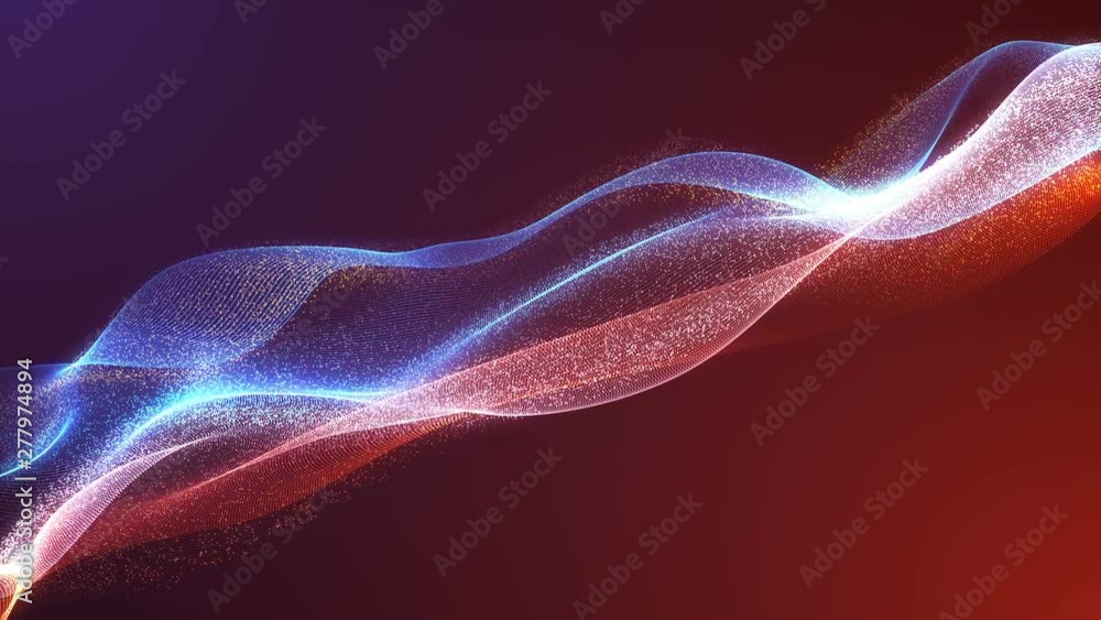 Aufkleber abstract loopable blue and gold cg motion waving dots texture with glowing defocused particles. cybe