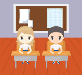 little students in the classroom scene