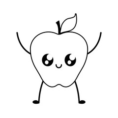 fresh apple fruit kawaii style