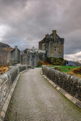 Fototapeta na wymiar Walking path to Eilean Donan Castle taken in highlands, Scotland