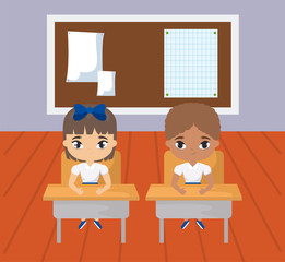 little students in the classroom scene