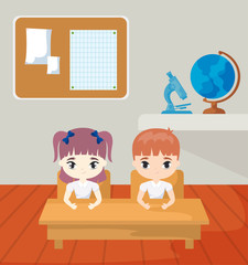 little students in the classroom scene