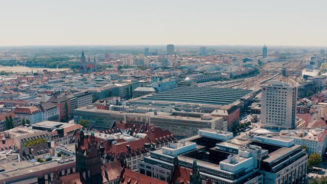 aerial view of the main train station in Munich, Bavaria, Germany