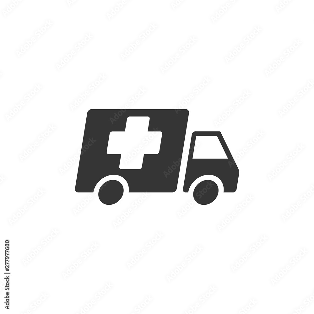 Poster ambulance truck icon template color editable. ambulance car symbol vector sign isolated on white bac