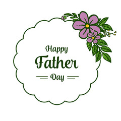 Vector illustration banner happy father day for elegant purple wreath frame