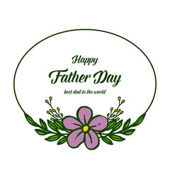 Vector illustration greeting card happy father day for bright purple bouqet frames