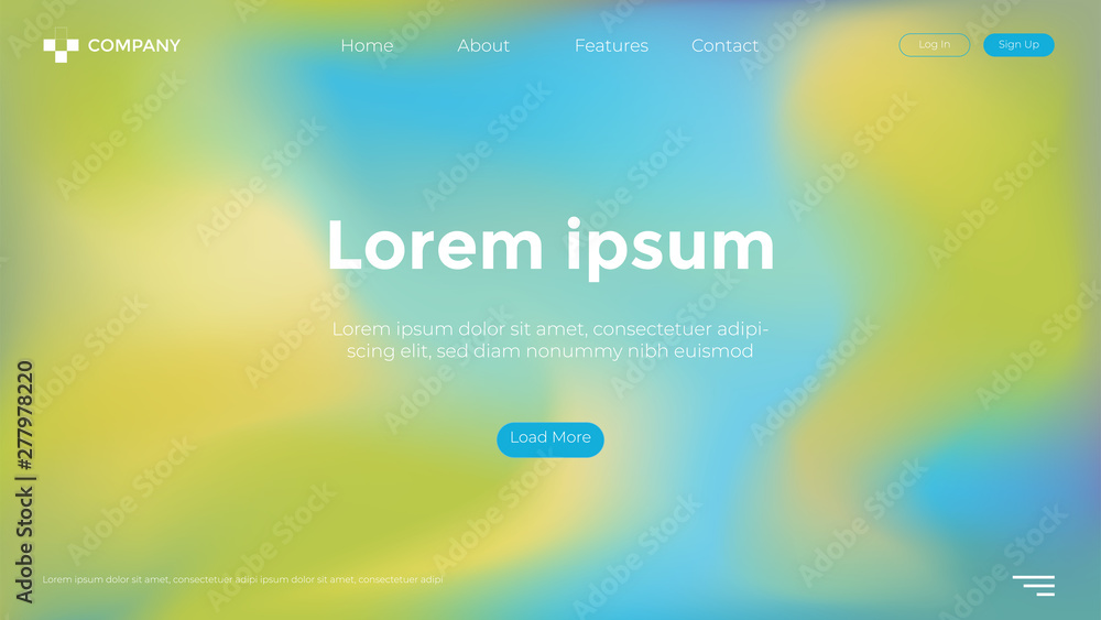 Aufkleber landing page template design for website. abstract trendy and modern elegant gradient color backgrou