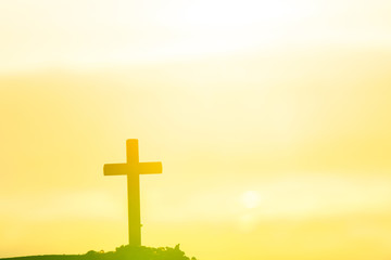 Symbol of God love to people the mountain at sunset