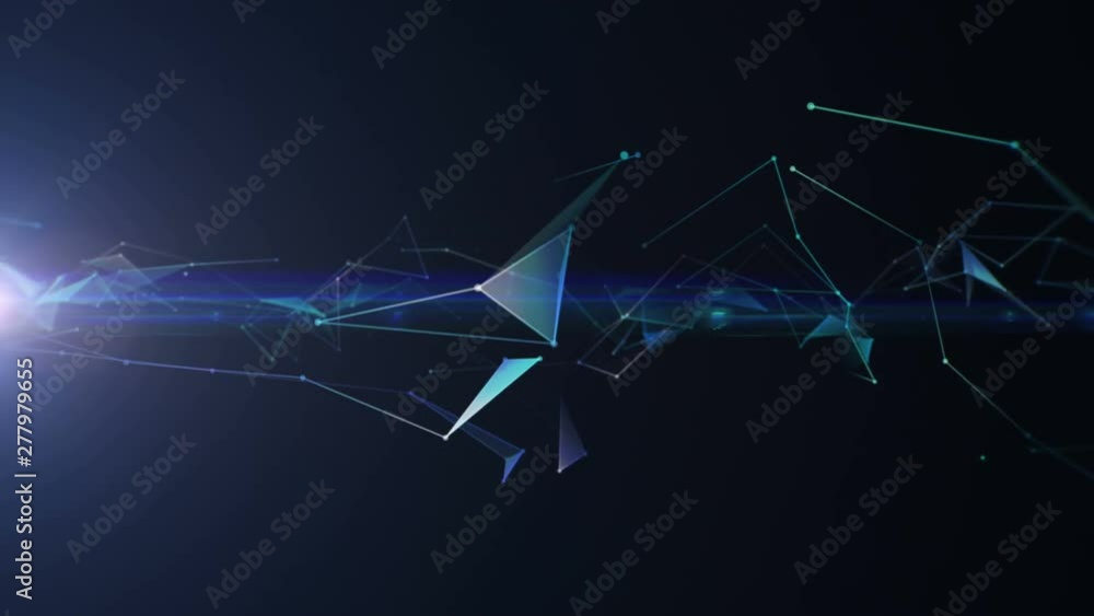 Poster triangles with lines. network system. digital data plexus technology construction. connection or com