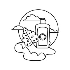 solar blocker with leaf tropical in the beach