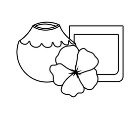 cocktail coconut with juice glass and flower