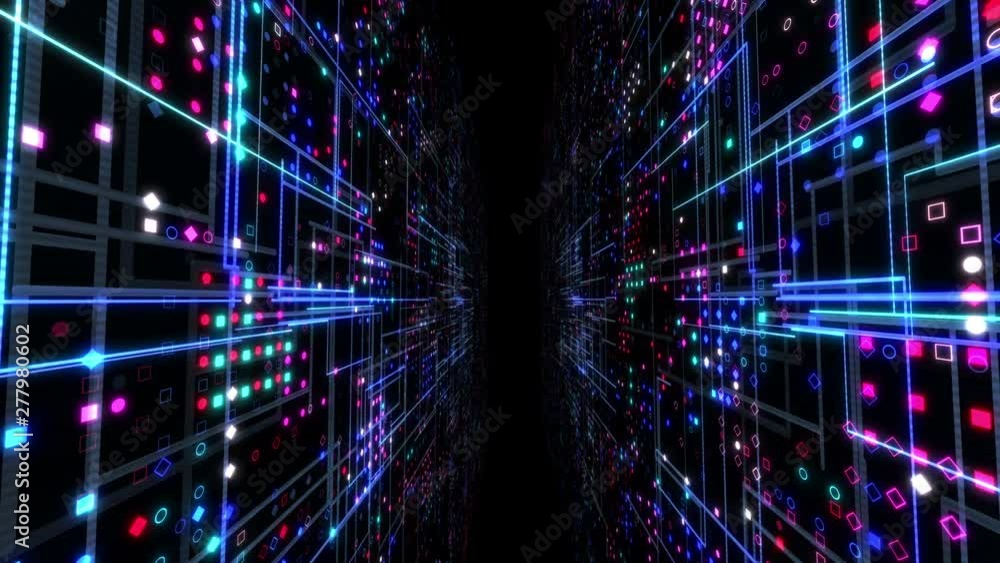 Aufkleber flight through flow of digital information tunnel. global connection concept. technology motion back