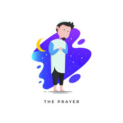 The Islam Prayer Flat Character Design  Vector Template