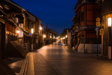 京都　祇園　花見小路の夜景
