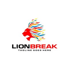 Colourful Lion Head Break Logo