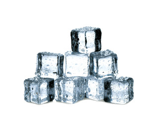 ice cubes on white background