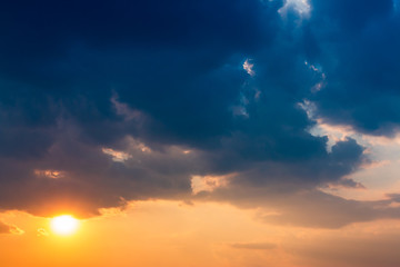 colorful dramatic sky with cloud at sunset.