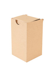 Cardboard brown box isolated on white background with clipping path