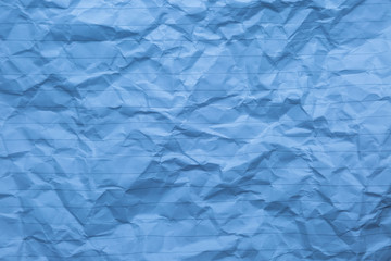 crumpled of blue blank paper with line