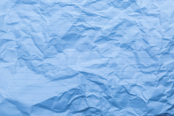crumpled of blue blank paper with line