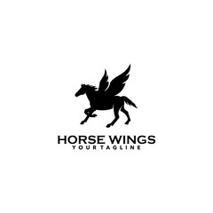 horse wings logo design vector