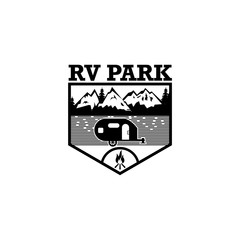rv park mountain caravan logo design