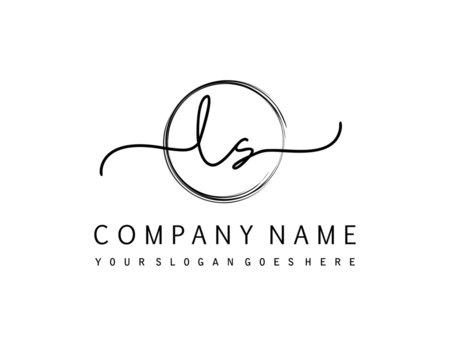 LS Initial Handwriting Logo With Circle Hand Drawn Template Vector	