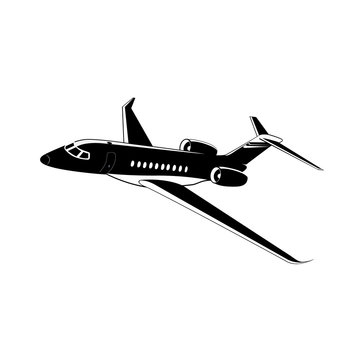 Private Jet, Airplane Icon, Vector Illustration Isolated On White 