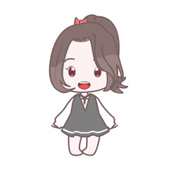 Cute character girl cartoon many emotional and actions
