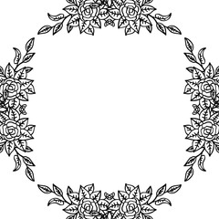 Template of plants, drawing floral frame, for greeting card or invitation card. Vector