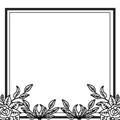 Template of plants, drawing floral frame, for greeting card or invitation card. Vector