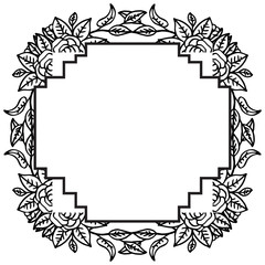 Wreath of black and branches isolated of white. ornament card. Vector