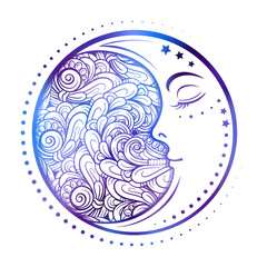 Ethnic cresent moon motif. Colorful print.