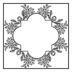 Design ornament of invitation card, branches and leaves of tropical plants. Vector