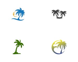 Fototapeta na wymiar Palm tree set logo vector illustration design