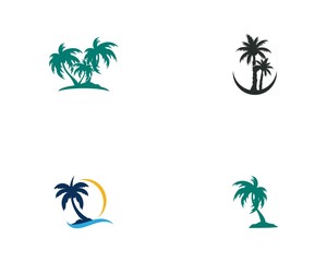 Palm tree set  logo vector illustration design