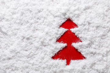 Shape of fir tree on snow