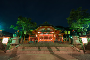 京都　伏見稲荷大社の夜景