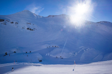 nebelhorn mountain top in winter sunshine