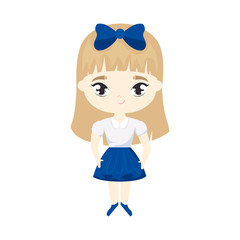 cute little student girl avatar character