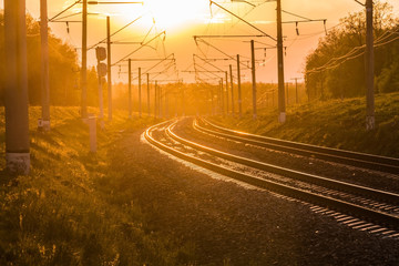 railway in sunset
