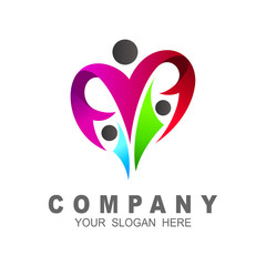 People care logo , logo social with love design illustration