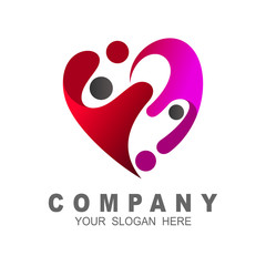 People care logo , love icon and human community