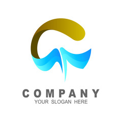 Logo of the CM letters , letter cm logo with wave and ocean, letter c icon