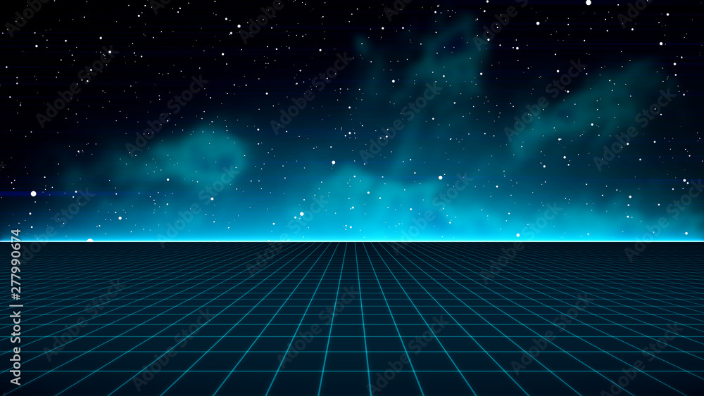 Canvas Prints retro sci-fi background futuristic landscape of the 80`s. digital cyber surface. suitable for design