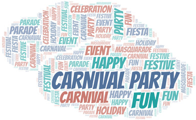 Carnival Party word cloud vector made with text only.