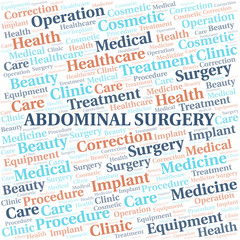 Abdominal Surgery word cloud vector made with text only.